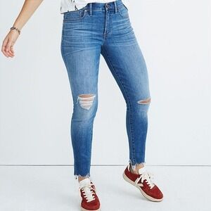 Madewell 9" Mid-Rise Skinny Jeans Frankie Wash Torn‎ Knee Size 33 NWT J6523